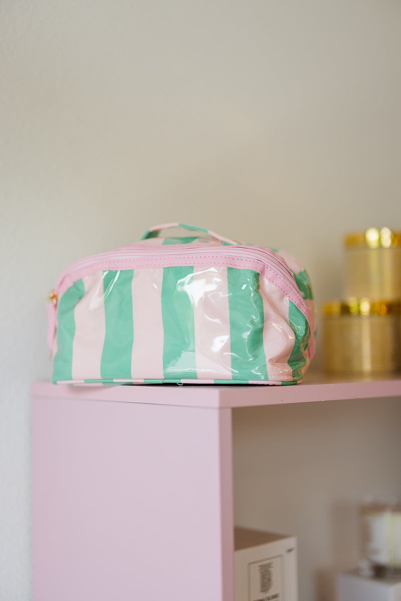 Pink/Green Open Flat Makeup Pouch