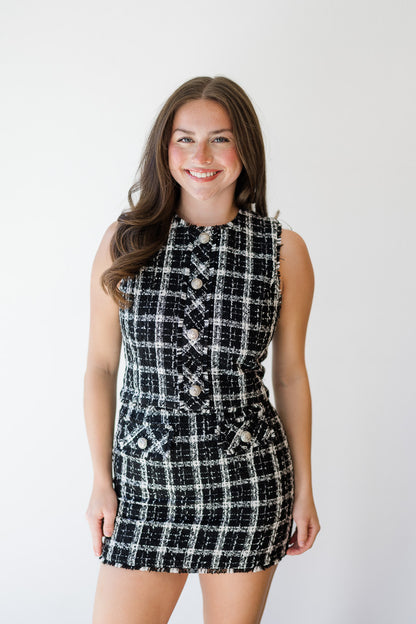 Black/White Tweed Skirt
