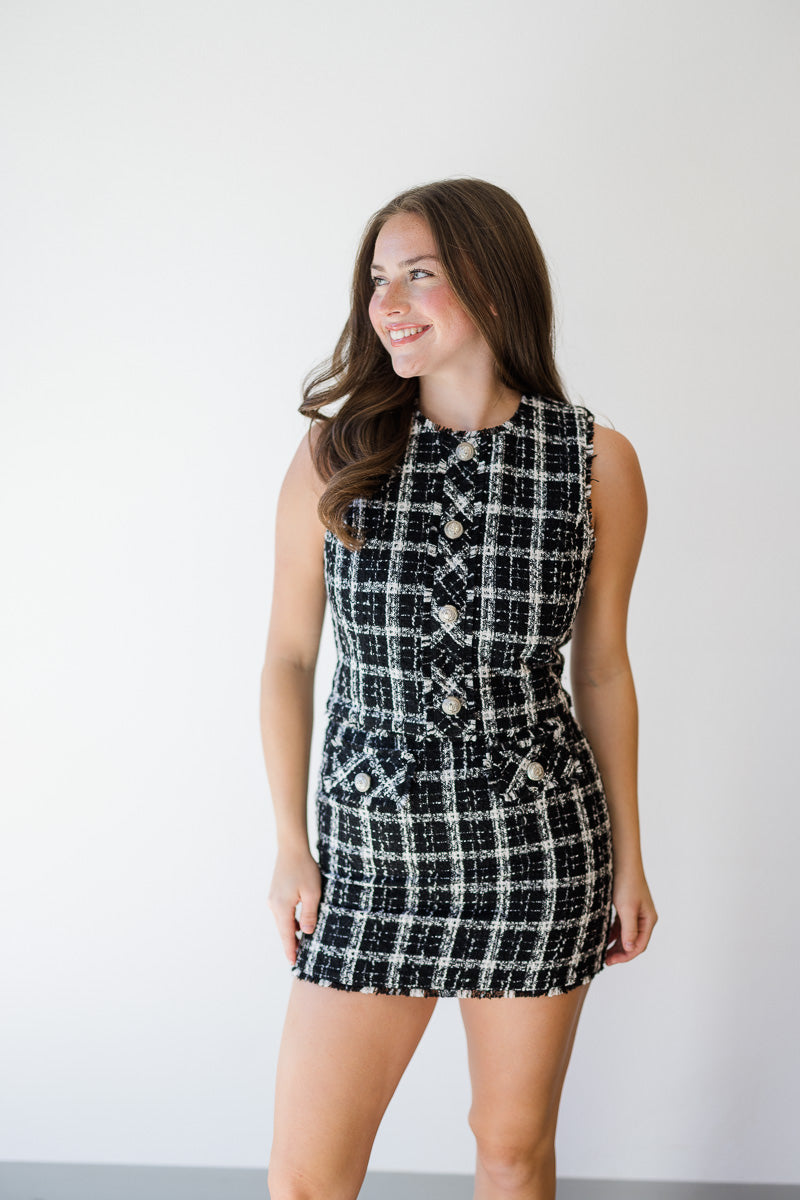 Black/White Tweed Skirt