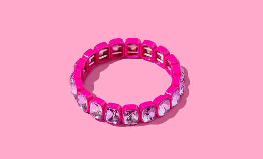 Pink Enamel Stretch Bracelet