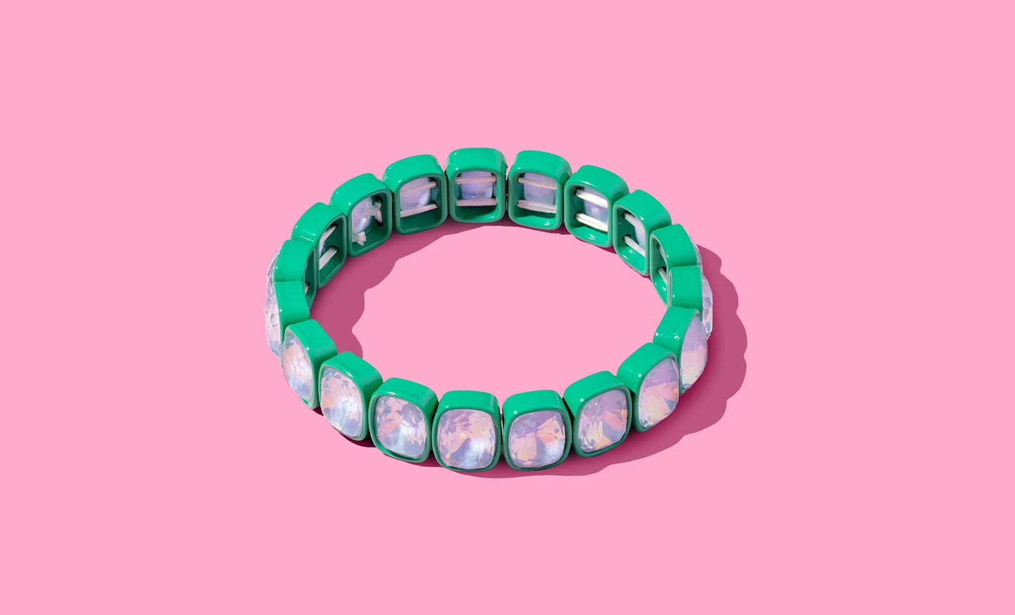 Teal Enamel Stretch Bracelet