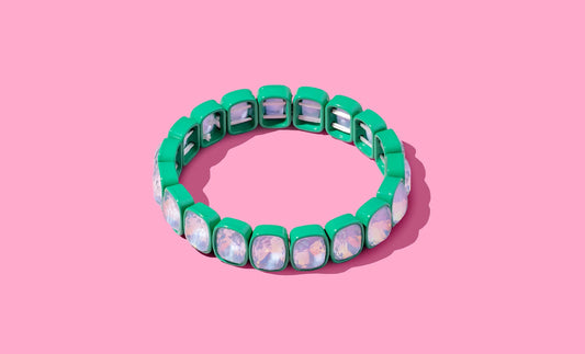 Teal Enamel Stretch Bracelet