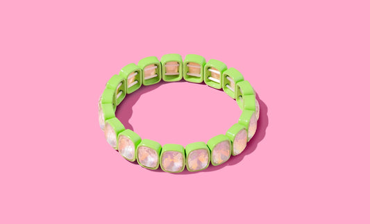 Green Enamel Stretch Bracelet