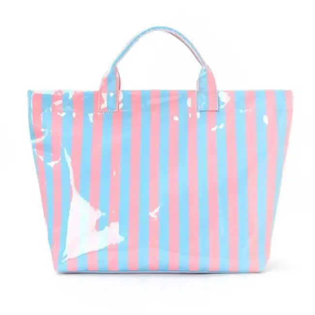 Large Striped Vinyl Tote Bag