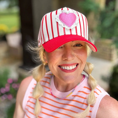 Lace Trim Heart Baseball Cap