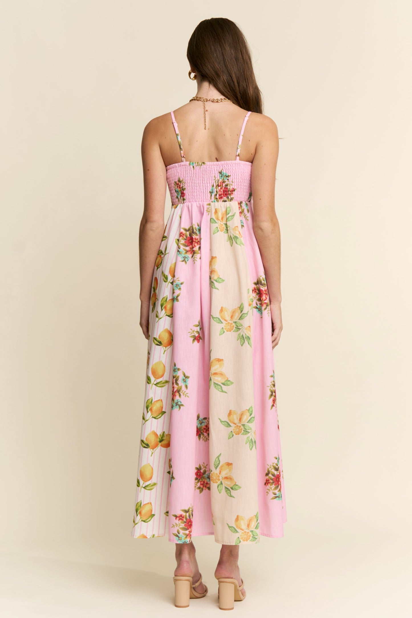 Marisa Color Block Dress in Yellow & Pink