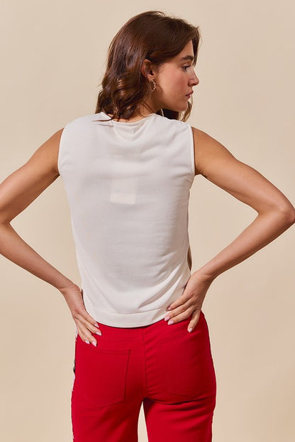 Ribbon & Football Game Day Sleeveless Top