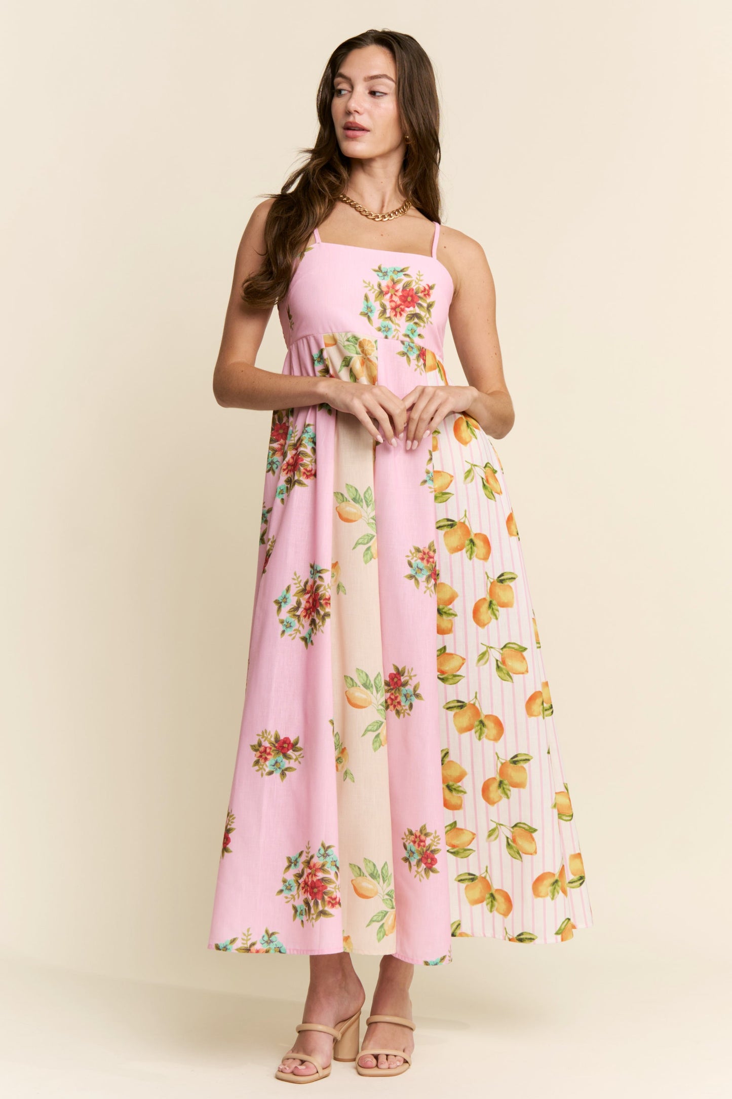 Marisa Color Block Dress in Yellow & Pink