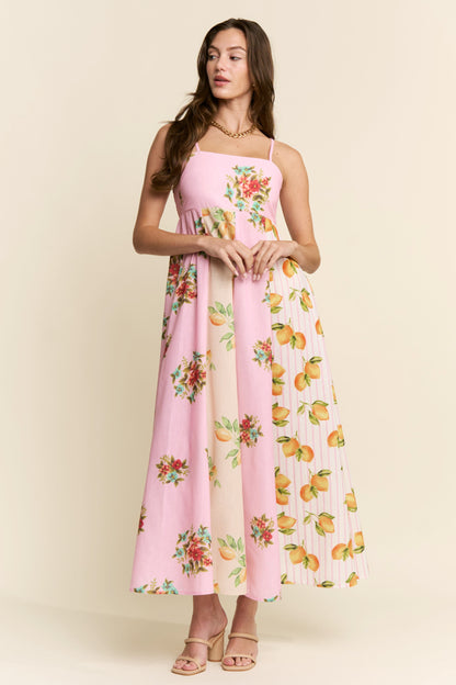 Marisa Color Block Dress in Yellow & Pink