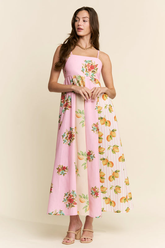 Marisa Color Block Dress in Yellow & Pink