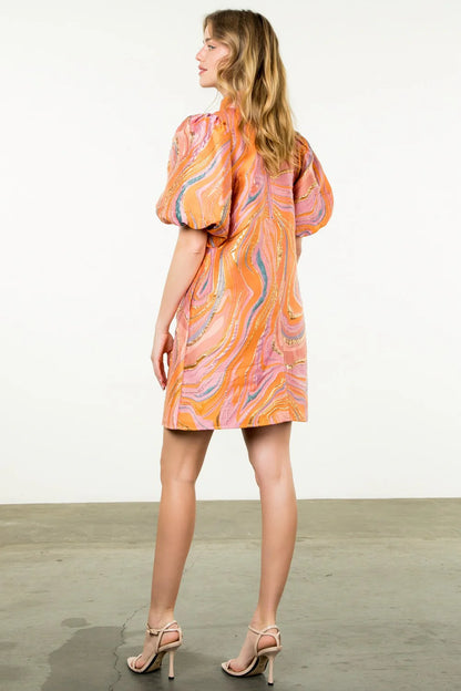Puff Sleeve Textured Dress