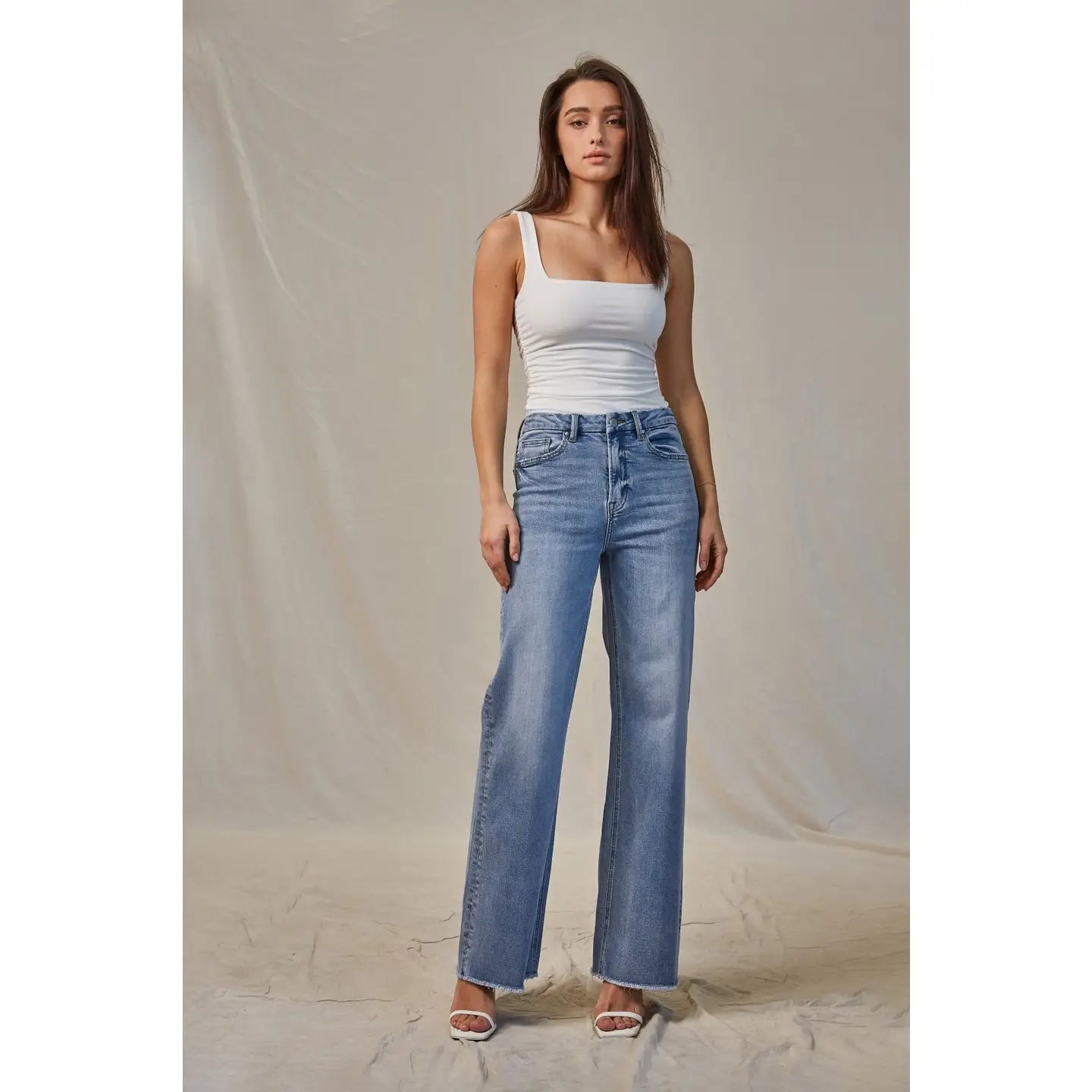 Super High Wide Leg Jean in Ciel Bleu