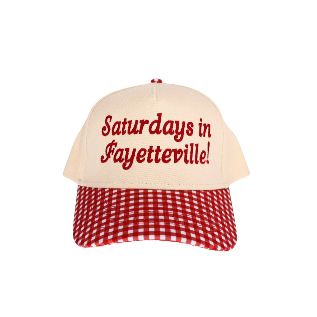 Saturdays in Fayetteville Embroidered Trucker Hat: Red