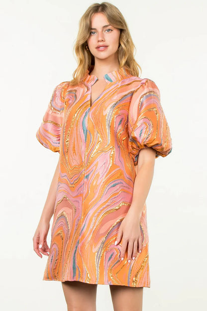 Puff Sleeve Textured Dress