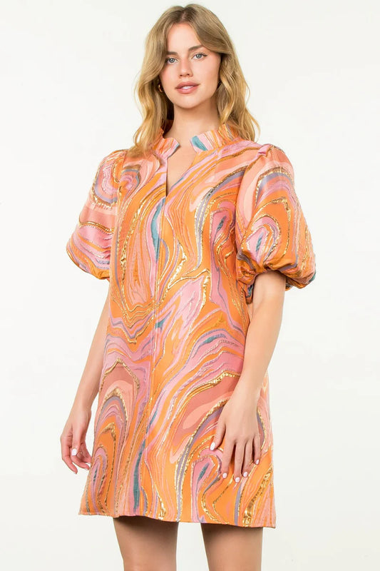 Puff Sleeve Textured Dress