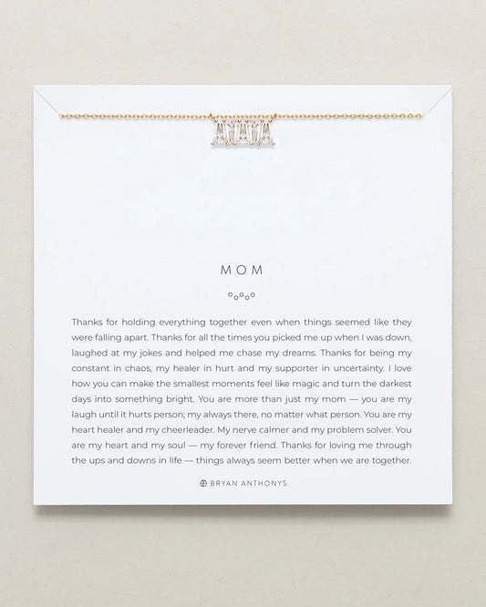 Mom Baguette Dainty Crystal Necklace