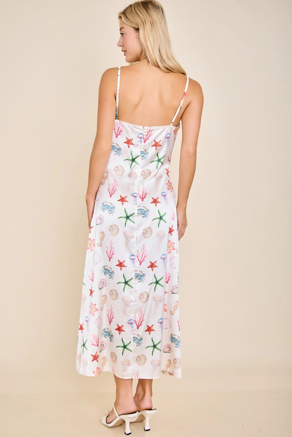 Capri Seashell Coastal Slip Midi Dress