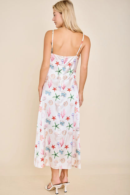 Capri Seashell Coastal Slip Midi Dress