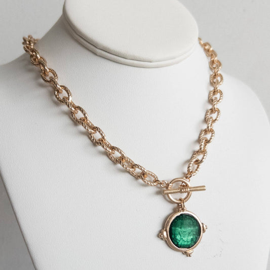 Belle Toggle Necklace, Emerald