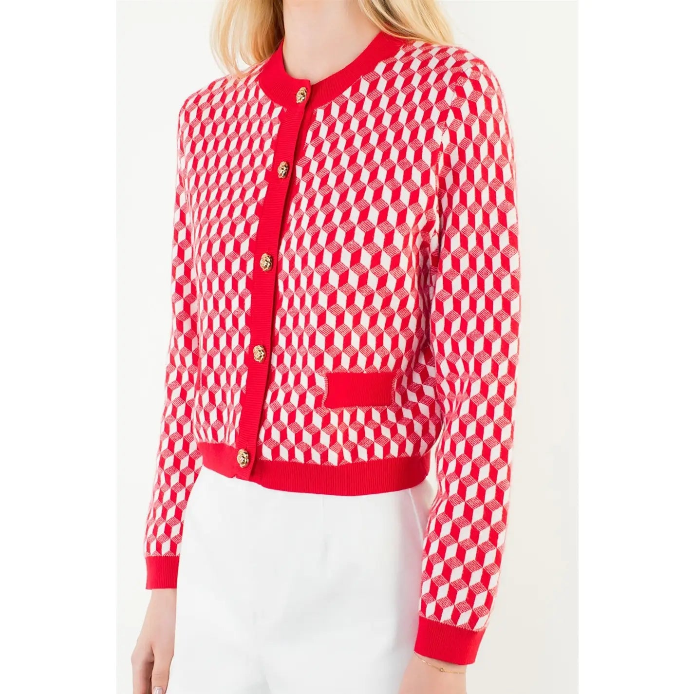 Long Sleeve Geometric Cardigan