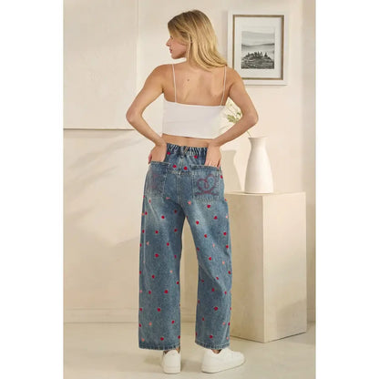 Heart Embroidered Jeans