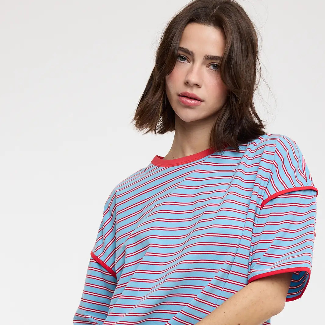 Contrast Striped Short Sleeve Tee