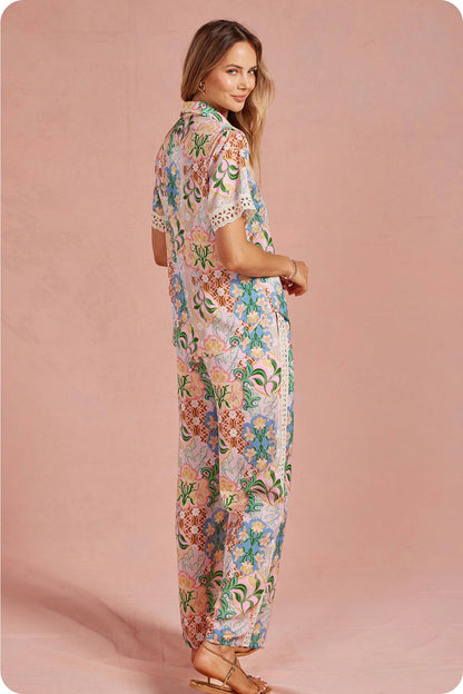 Garden Party Crochet Contrast Satin Pants