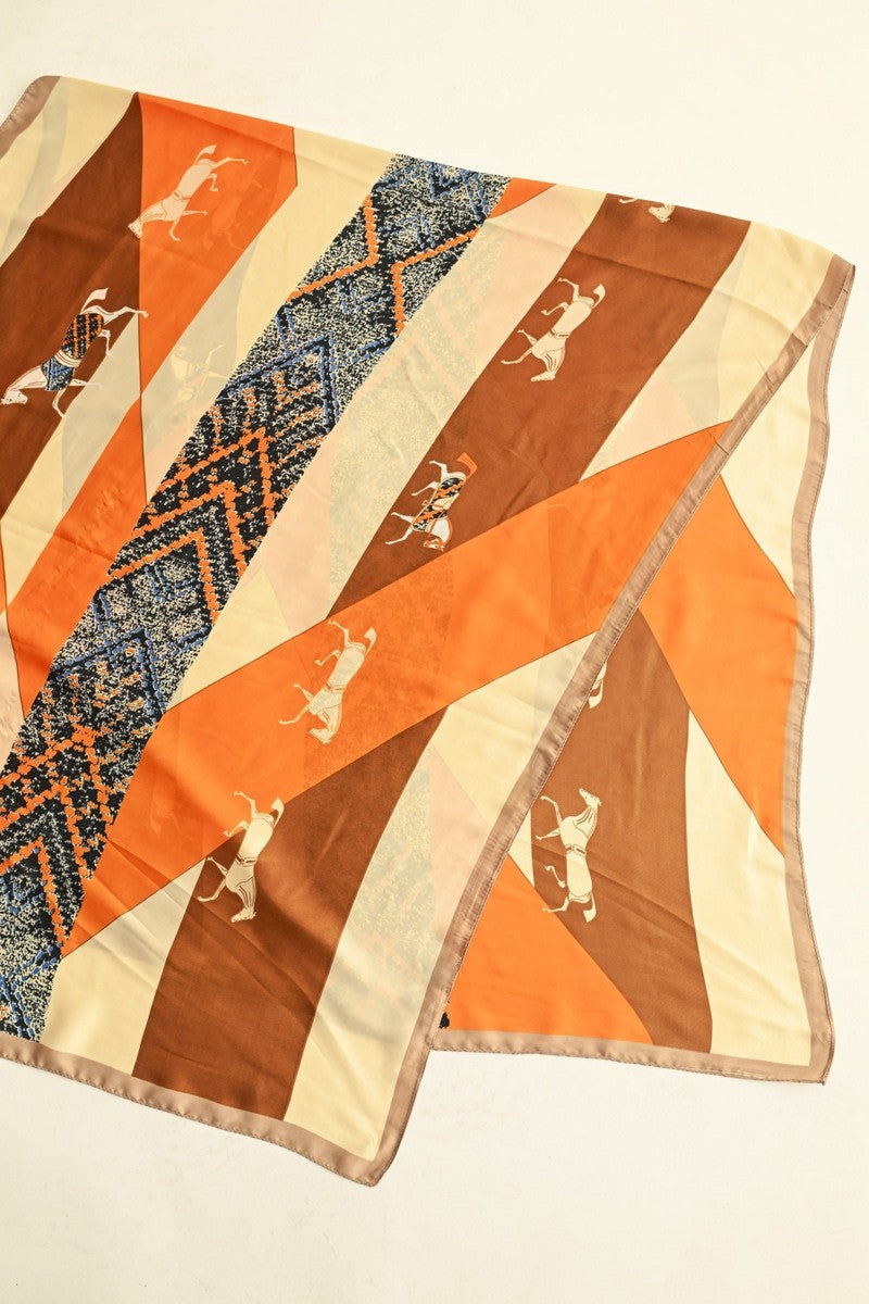 Jodi Orange/Brown Horse Scarf