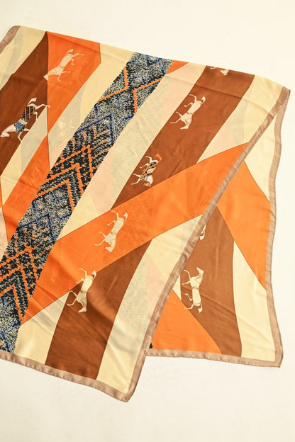Jodi Orange/Brown Horse Scarf