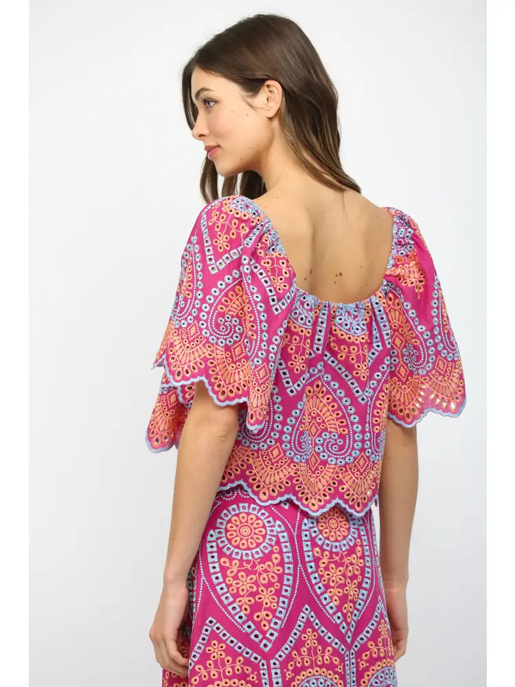 Square Neck Embroidered Top