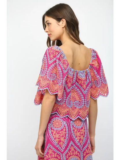 Square Neck Embroidered Top