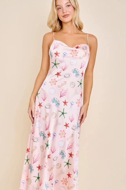 Capri Seashell Coastal Slip Midi Dress
