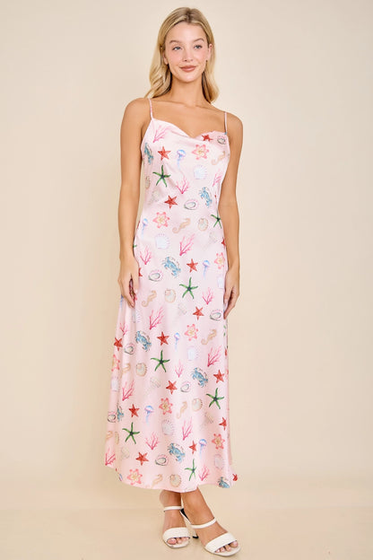 Capri Seashell Coastal Slip Midi Dress