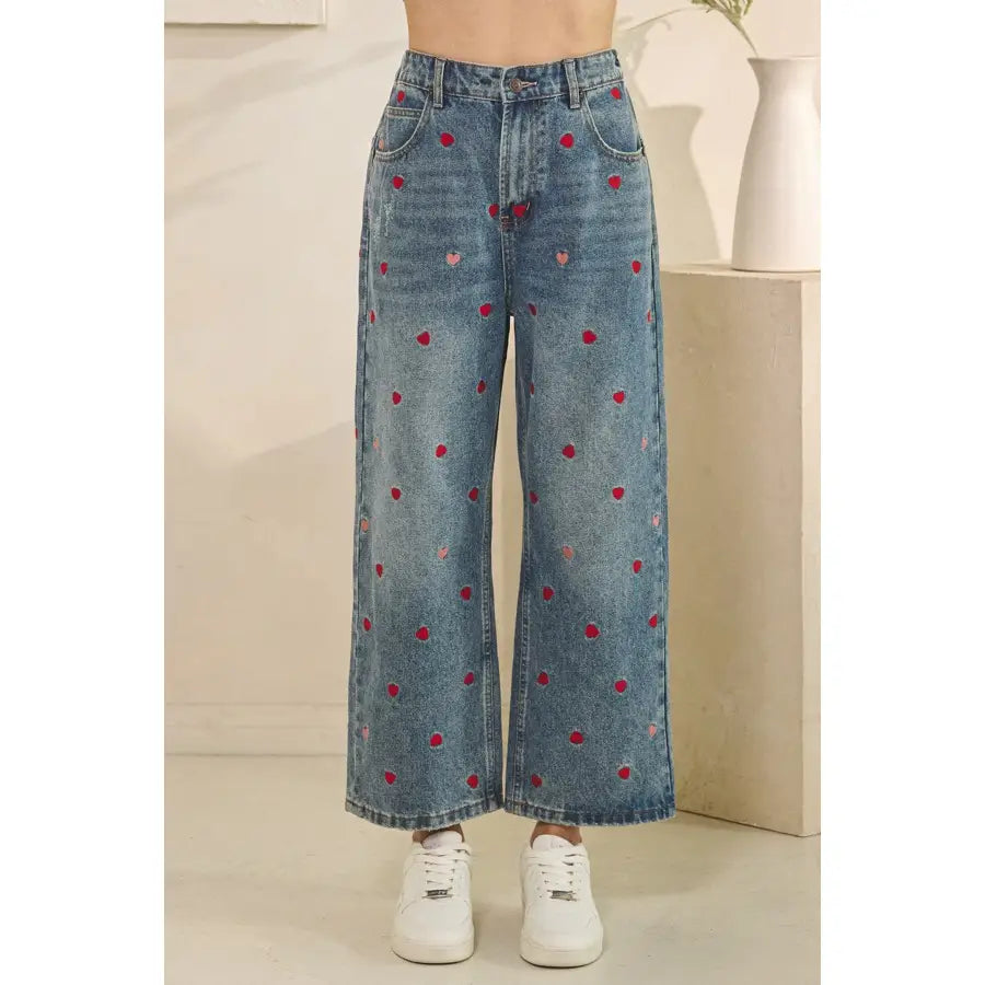 Heart Embroidered Jeans
