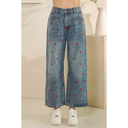 Heart Embroidered Jeans