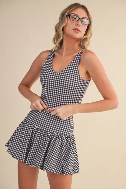 Black Gingham Aligned Cropped Top