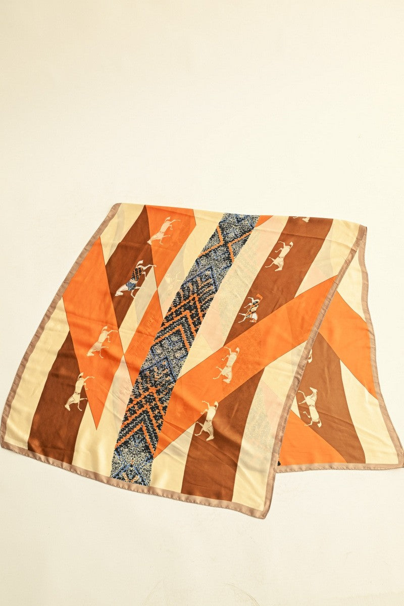 Jodi Orange/Brown Horse Scarf