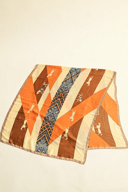Jodi Orange/Brown Horse Scarf