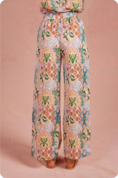 Garden Party Crochet Contrast Satin Pants