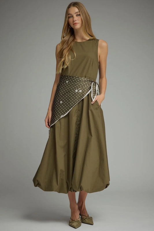 Daphne Midi Scarf Dress in Olive