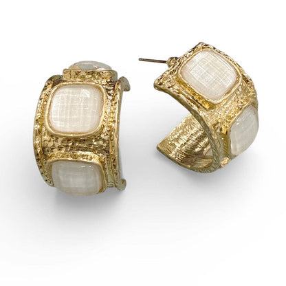 Palazzo Stone Hoops Cream