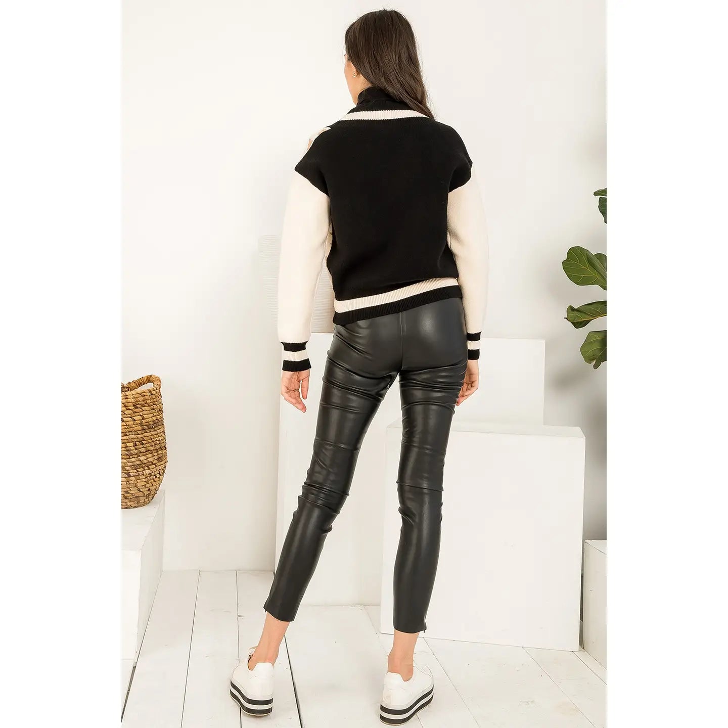 Leopard Knit Cardigan in Black