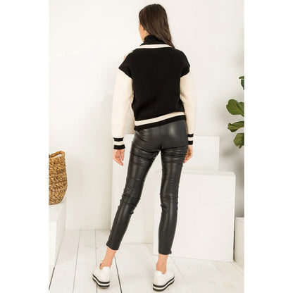 Leopard Knit Cardigan in Black