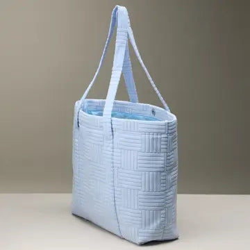 Blue Quilted Tote Bag
