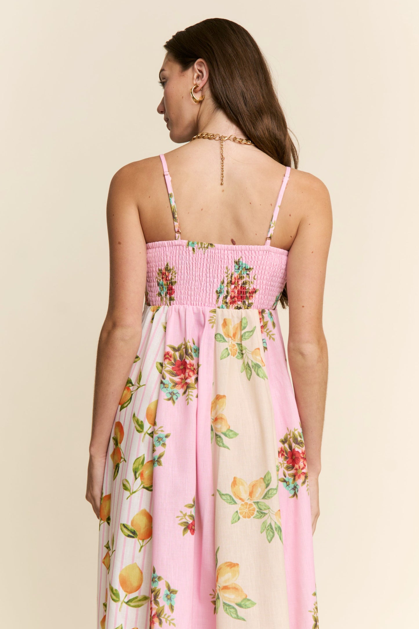 Marisa Color Block Dress in Yellow & Pink