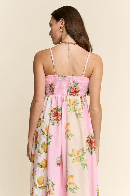 Marisa Color Block Dress in Yellow & Pink