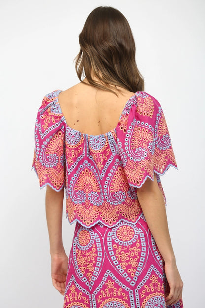 Square Neck Embroidered Top