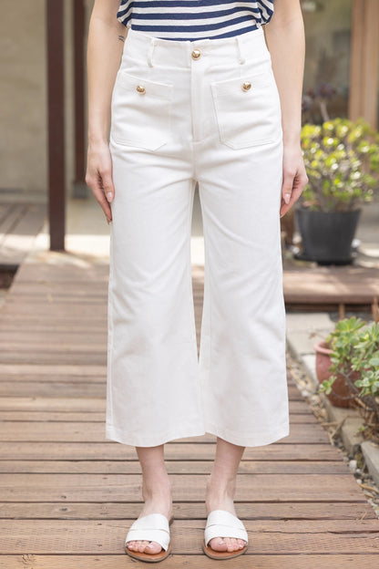 Margaret Gold Button Canvas Culottes