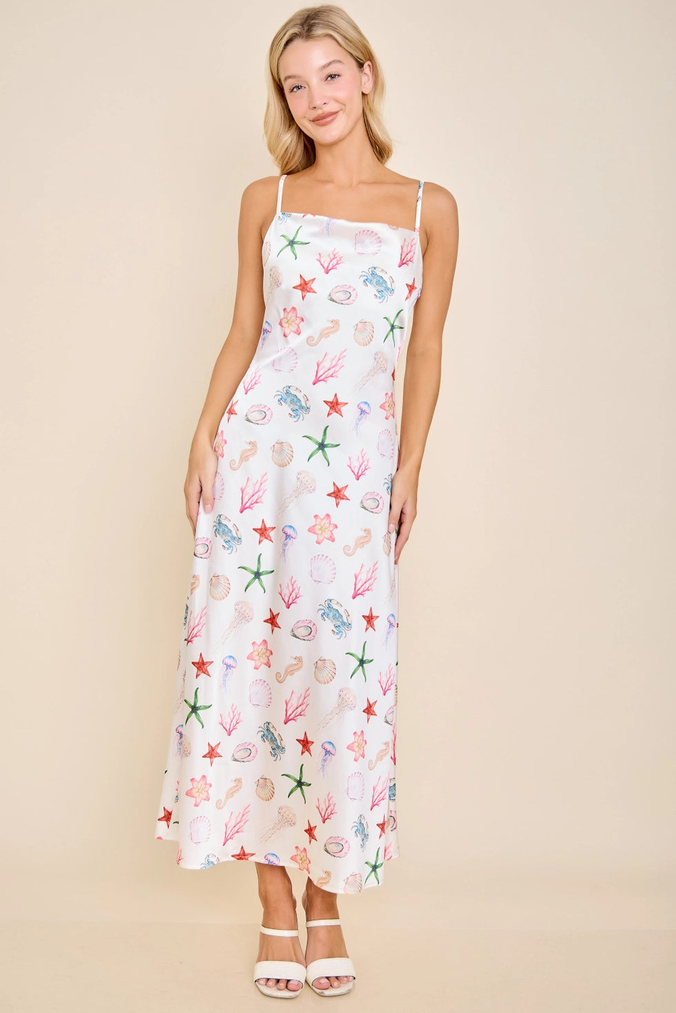 Capri Seashell Coastal Slip Midi Dress