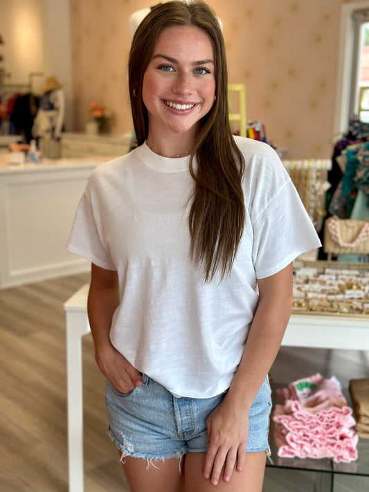 Jessa Boxy Crop in Optic White